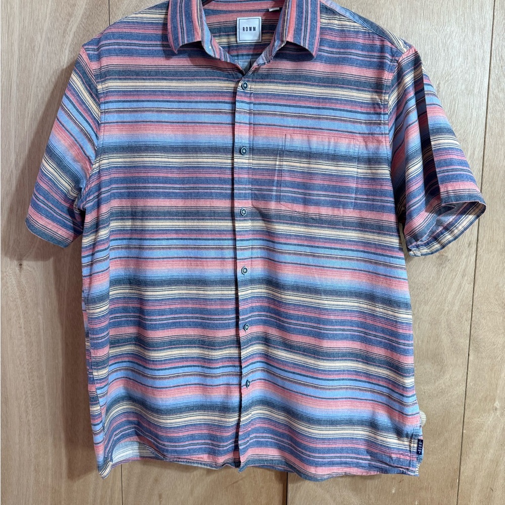 Rown  XL Short Sleece multi color Casual Button Down Shirt Lightweight